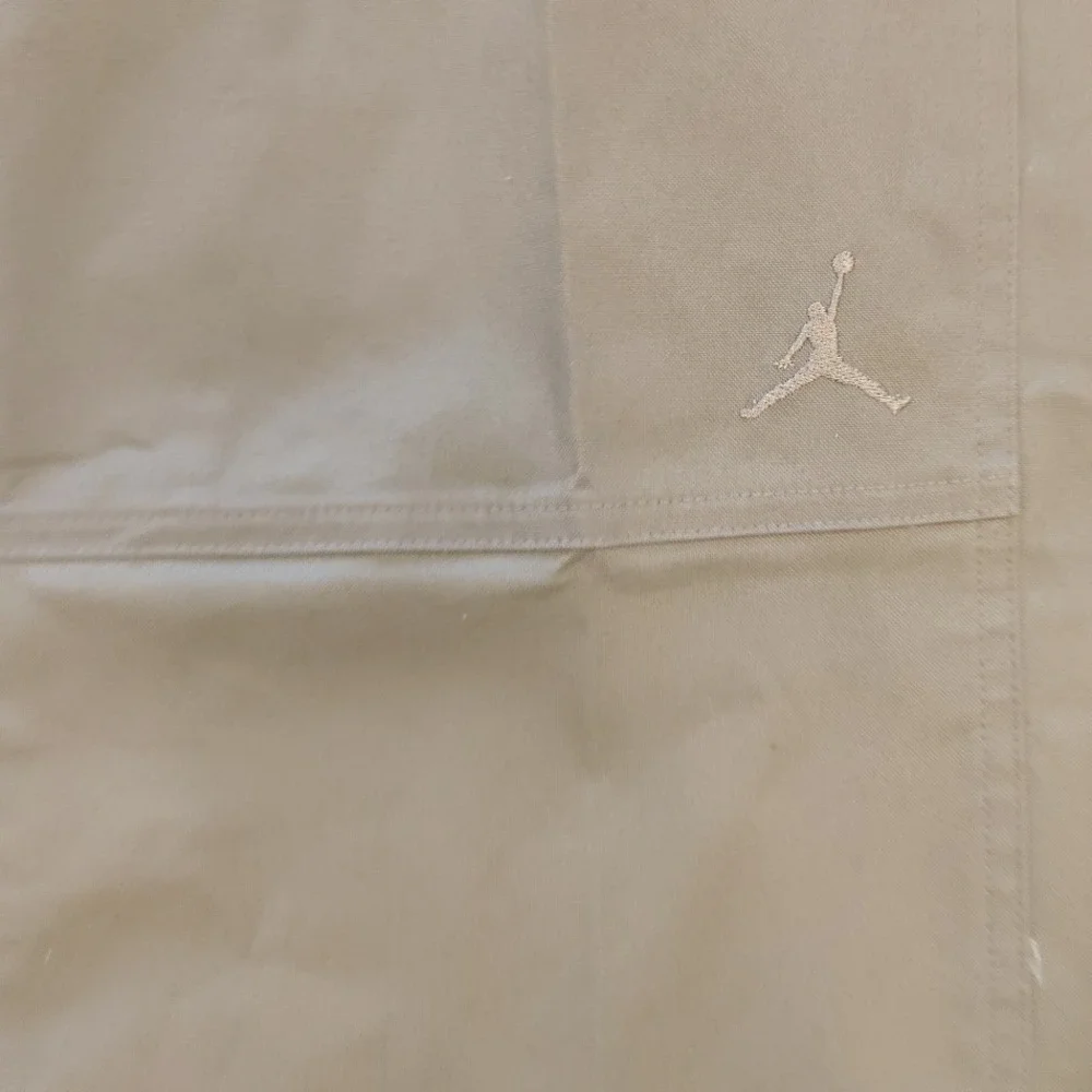 Jordan Mens Active Pants Khaki Elastic Waist Logo‎ Pockets Size L